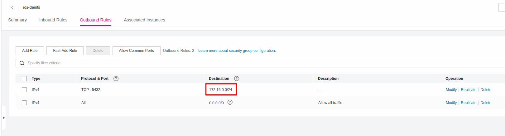 Adding Outbound Rules for ECS